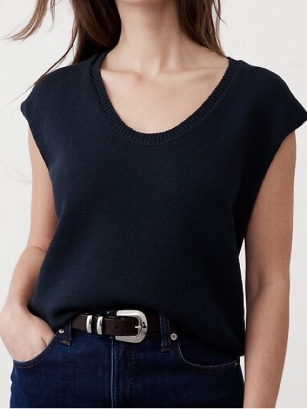 NWT Banana Republic Factory Navy Scoop Neck Pullover Sweater Size M